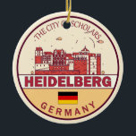 Heidelberg Germany City Skyline Emblem Ceramic Tree Decoration<br><div class="desc">Heidelberg minimalist,  colourful art design featuring monuments and landmarks of the city in Germany.</div>