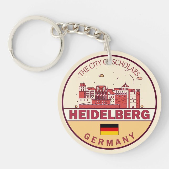 Heidelberg Germany City Skyline Emblem Key Ring (Front)