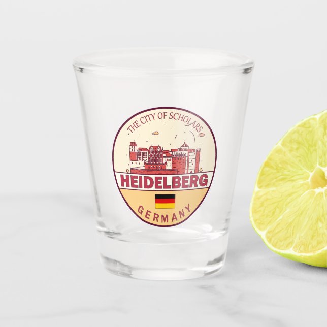 Heidelberg Germany City Skyline Emblem Shot Glass (Front)