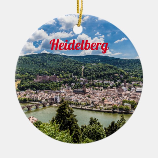 Heidelberg Neckar Panorama Germany Ceramic Tree Decoration (Front)