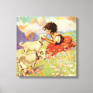 “Heidi and Her Goats” by Jessie Willcox Smith Canvas Print