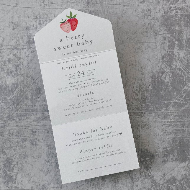 HEIDI Berry Sweet Girl Diaper Raffle Baby Shower All In One Invitation (HEIDI Berry Sweet Girl Diaper Raffle Baby Shower All In One Invitation)