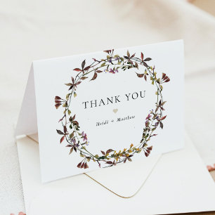HEIDI Bohemian Muted Tones Watercolor Wildflower  Thank You Card