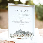 HEIDI Boho Mountain Flower Let's Eat Dinner Menu Poster<br><div class="desc">This dinner menu sign features watercolor mountains and wildflowers paired with a clean,  modern layout. Perfect for any rustic boho occasion. All wording is editable!</div>