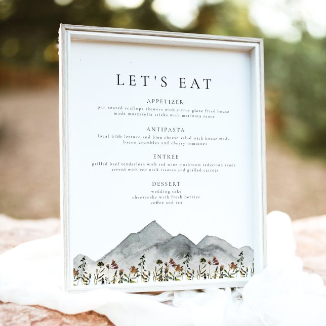 HEIDI Boho Mountain Flower Let's Eat Dinner Menu Poster (Creator Uploaded)