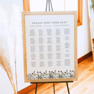 HEIDI Boho Muted Wildflower Alphabetical Seating Poster