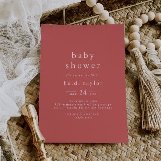 HEIDI Boho Red Summer Girl Simple Baby Shower Invitation