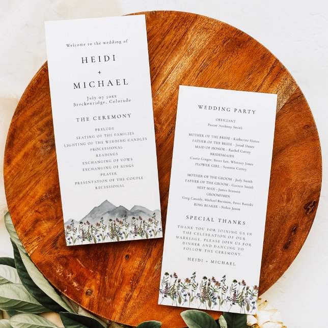 HEIDI Boho Wildflower Long Wedding Program Card (Creator Uploaded)