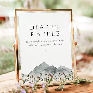 HEIDI Boho Wildflower Mountain Baby Diaper Raffle Poster