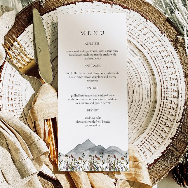 HEIDI Boho Wildflower Mountain Dinner Menu Cards (Creator Uploaded)