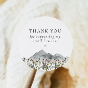 HEIDI Boho Wildflower Small Business Thank You Classic Round Sticker