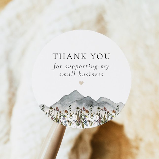 HEIDI Boho Wildflower Small Business Thank You Classic Round Sticker (Creator Uploaded)