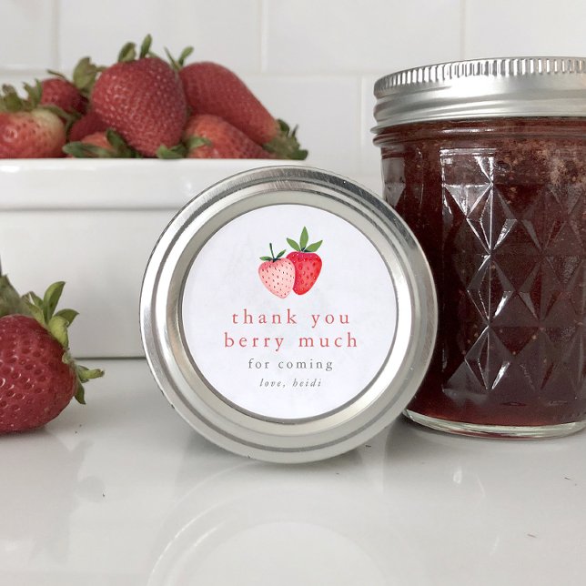 HEIDI Cute Strawberry Thank You Berry Much Favour Classic Round Sticker (HEIDI Cute Strawberry Thank You Berry Much Favor Classic Round Sticker)