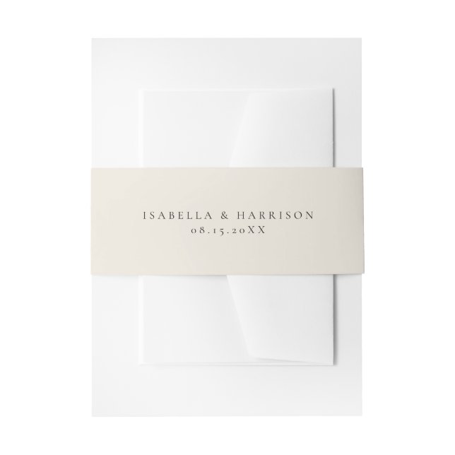HEIDI Earth Tone Beige Cream Minimalist Wedding Invitation Belly Band (Front Example)