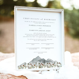 HEIDI Mountain Wildflower Marriage Certificate Pos Poster