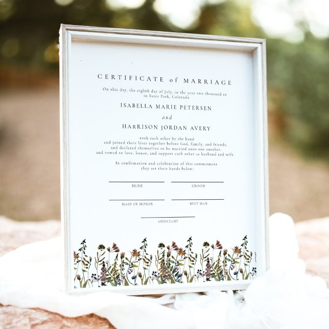 HEIDI Mountain Wildflower Marriage Certificate Poster (Creator Uploaded)