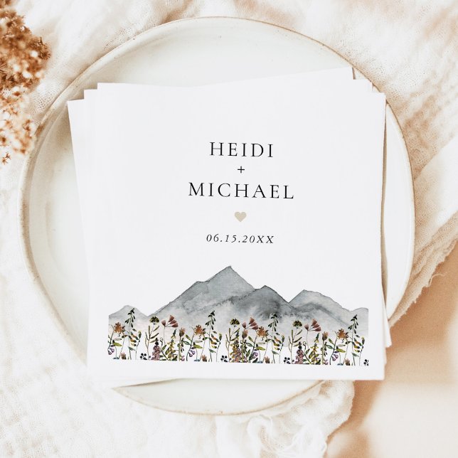 HEIDI Muted Tone Boho Wildflower Wedding Napkin (Creator Uploaded)