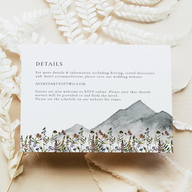HEIDI Muted Wildflower Mountain Wedding Details  Invitation (Creator Uploaded)