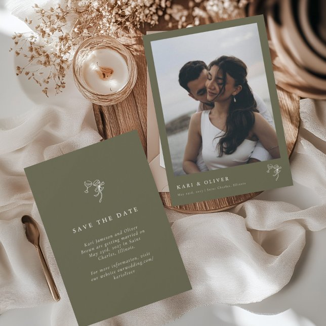 HEIDI Olive Photo Wedding  Save The Date (Creator Uploaded)