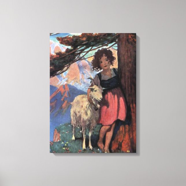Heidi on a Mountain Top by Jessie Willcox Smith Canvas Print (Front)