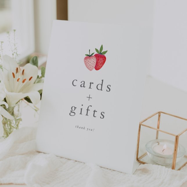 HEIDI Pink Strawberry Girl Baby Shower Cards Gifts Pedestal Sign (HEIDI Pink Strawberry Girl Baby Shower Cards Gifts Pedestal Sign)