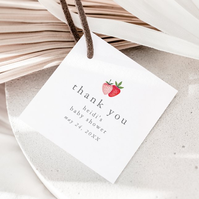 HEIDI Pink Strawberry Girl Baby Shower Thank You Favour Tags (HEIDI Pink Strawberry Girl Baby Shower Thank You Favor Tags)