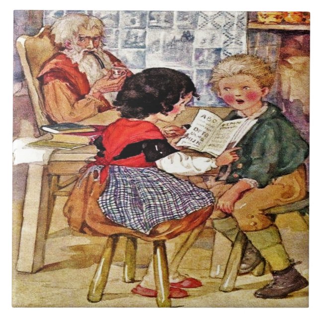 Heidi Reading Jessie Wilcox Smith  Tile (Front)