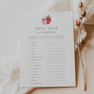 HEIDI Strawberry Baby Shower Word Scramble Game Invitation