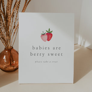 HEIDI Strawberry Girl Babies are Sweet Baby Shower Pedestal Sign
