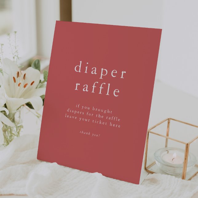 HEIDI Summer Red Simple Baby Shower Diaper Raffle Pedestal Sign (HEIDI Summer Red Simple Baby Shower Diaper Raffle Pedestal Sign)