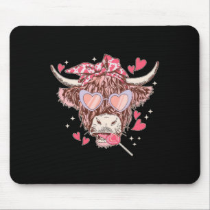 Heifer Cow Western Sungles Funny Heart Happy Vlent Mouse Pad
