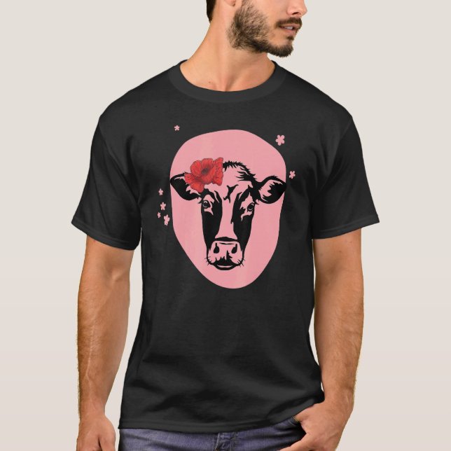 Heifer cow with flower Cattle T-Shirt (Front)