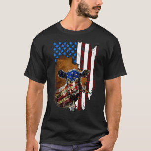 Heifer July 4 American Flag Farmer Cow Cattle T-Shirt