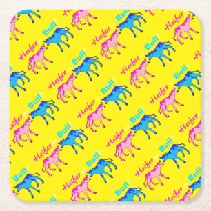 Heifer or Bull Farm Style Gender Reveal Square Paper Coaster