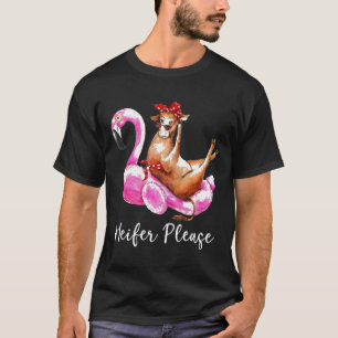 Heifer Please Flamingo Float Bandanna Cow Premium T-Shirt