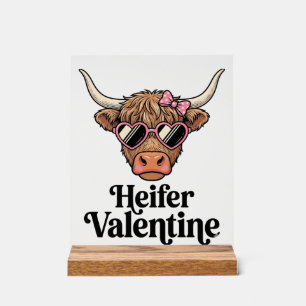 Heifer Valentine Highland Cow Vintage Design_1 Acrylic Sign