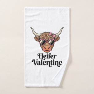 Heifer Valentine Highland Cow Vintage Design_1 Hand Towel