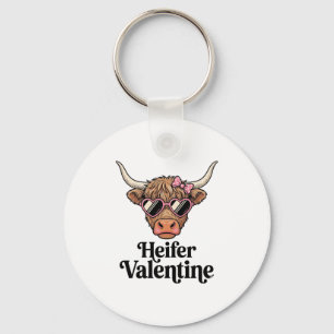 Heifer Valentine Highland Cow Vintage Design_1 Key Ring