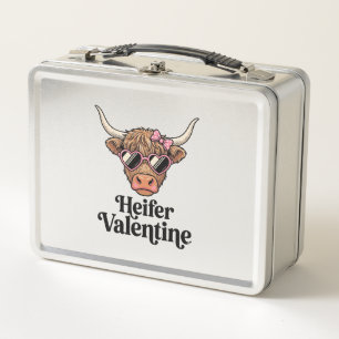 Heifer Valentine Highland Cow Vintage Design_1 Metal Lunch Box