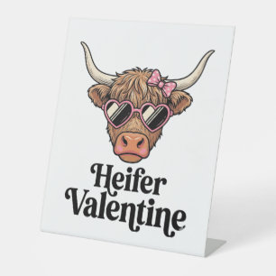 Heifer Valentine Highland Cow Vintage Design_1 Pedestal Sign