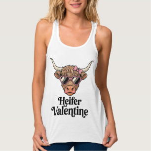 Heifer Valentine Highland Cow Vintage Design_1 Singlet