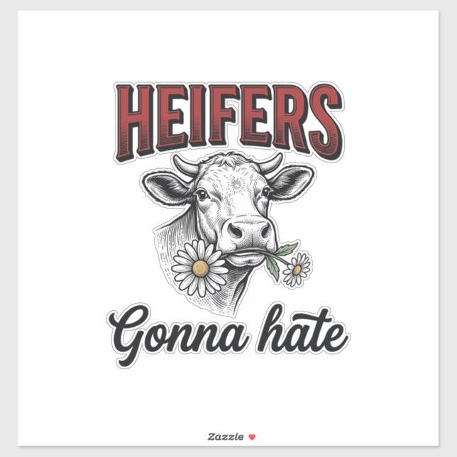 Heifers Gonna Hate Funny Cow Vintage Engraving Tee (Sheet)
