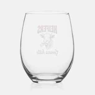Heifers Gonna Hate Funny Cow Vintage Engraving Tee Stemless Wine Glass