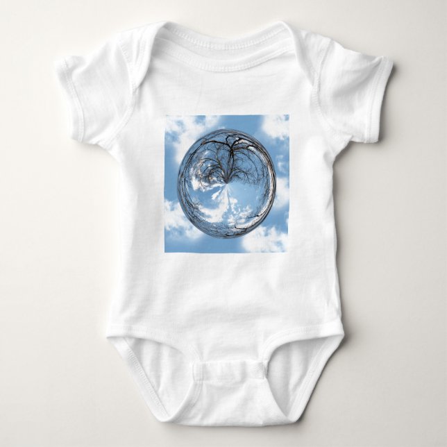 Heights of Heaven with  tree, clouds , sky, bubble Baby Bodysuit (Front)
