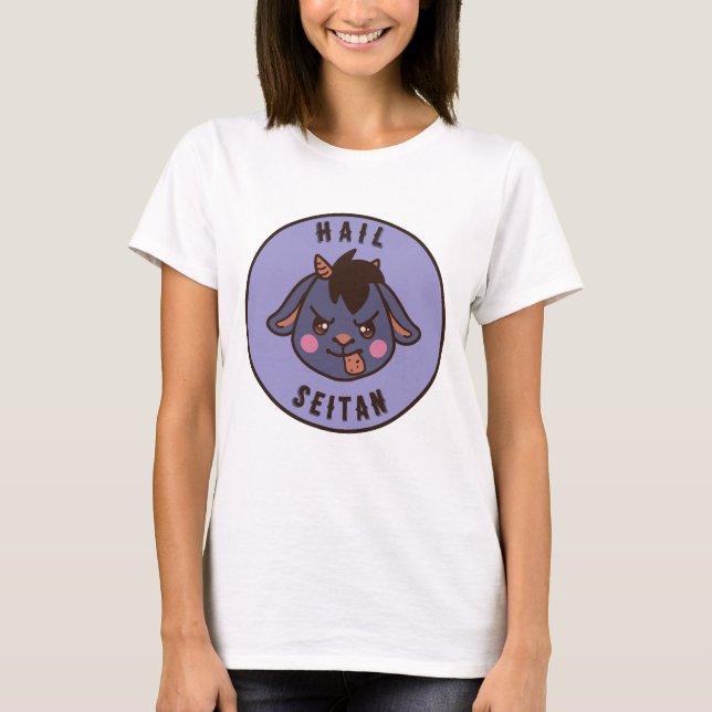 Heil Seitan Cute Funny Vegan Goat Shirt (Front)
