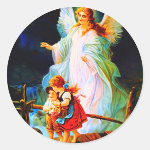 Heiliger Schutzengel Guardian Angel and Children Classic Round Sticker