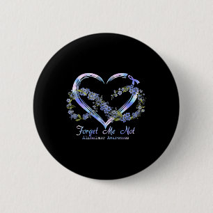 Heimer Awareness Forget Me Not Infinity Heart 6 Cm Round Badge
