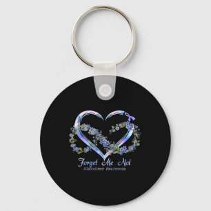 Heimer Awareness Forget Me Not Infinity Heart  Key Ring