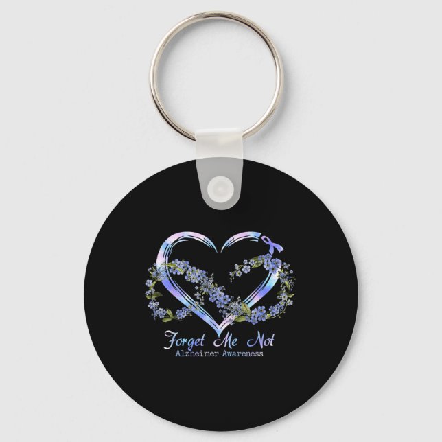 Heimer Awareness Forget Me Not Infinity Heart  Key Ring (Front)