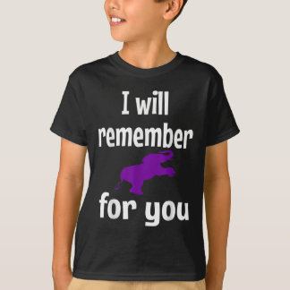 Heimer Awareness Purple Elephant Support Remember  T-Shirt